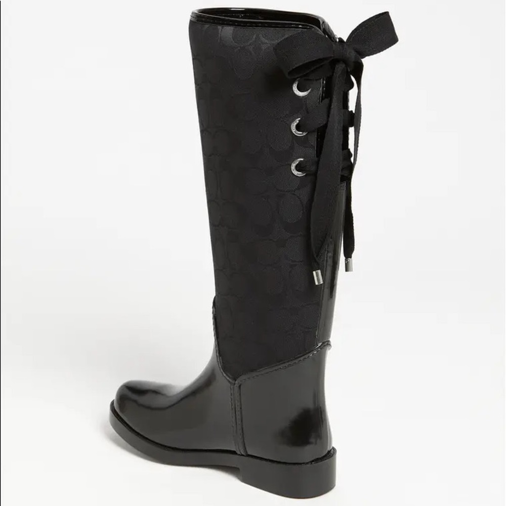 Coach Tristee Tall Rain Boots w Lace Up Back 9